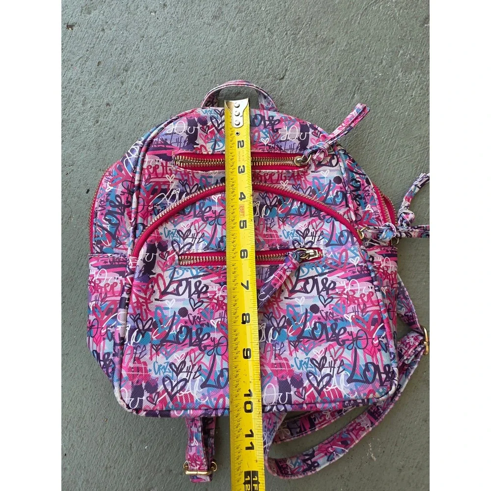 Under One Sky Graffiti Love Mini Backpack Pink Purple Street Art Heart Bag‎ D1
